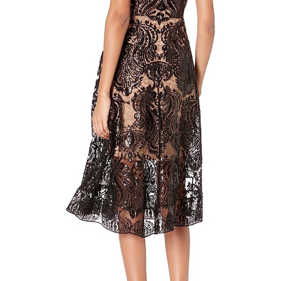 Dress the Population Black Sadie Sequin Lace Dress Strapless Lined XS NWT! - Picture 3 of 8